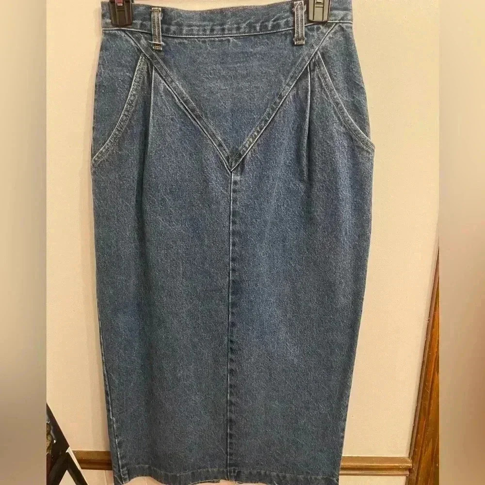Denim Midi Skirt vintage Stuffed Shirt yoked 7/8 - Picture 5 of 5
